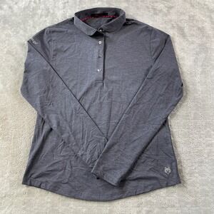 GREYSON Polo Shirt Womens Medium Grey Long Sleeve Golf Performance Light Stretch